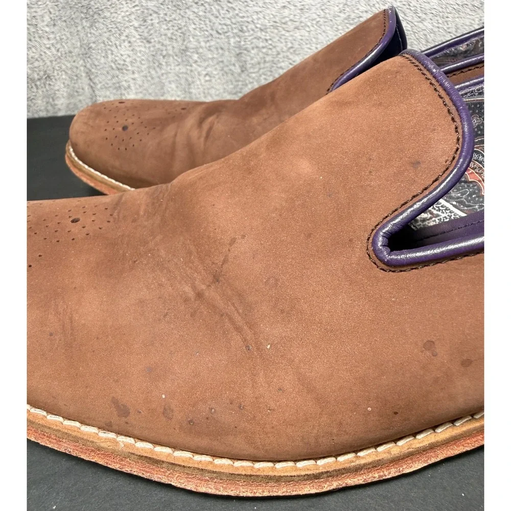 Robert Graham MOMA Loafers Mens Size 11.5 D Brown Purple Leather Paisley IN1002